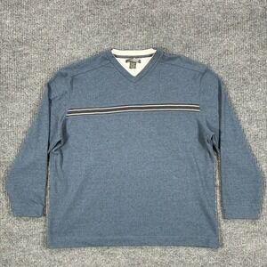 Method Mens Blue V Neck Long Sleeve Sweater Shirt 2XL Striped Casual Pullover